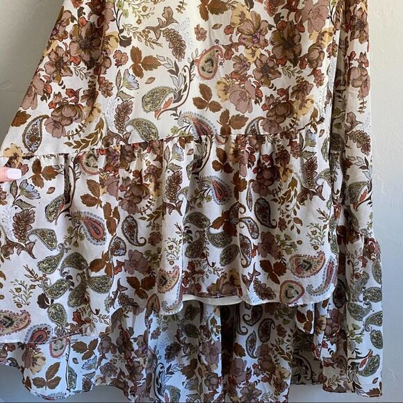 NWT DREW Anthropologie Terra Vintage Garden Floral Boho Midi Ruffle Wrap… - Picture 5 of 6